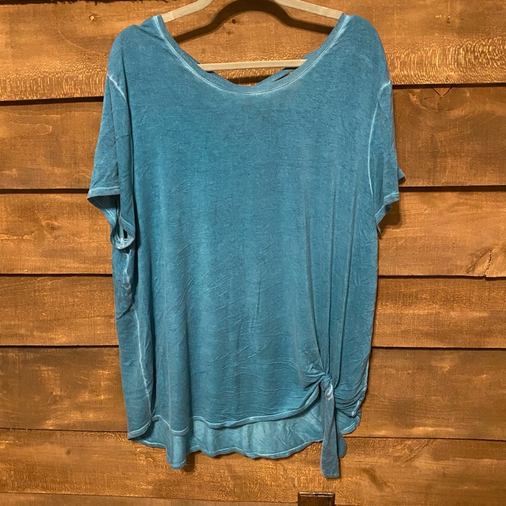 Teal Women's Top with Side Knot